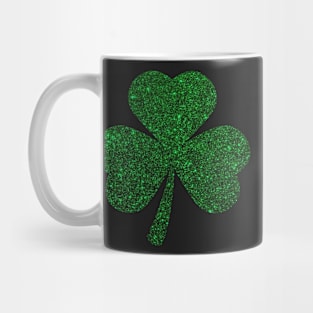 St Patricks Day, Deep Green Faux Glitter 3 Leaf Clover Mug